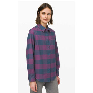 Lululemon Full Day Ahead Long Sleeve Women’s Revive Plaid Flannel Shirt Size 4